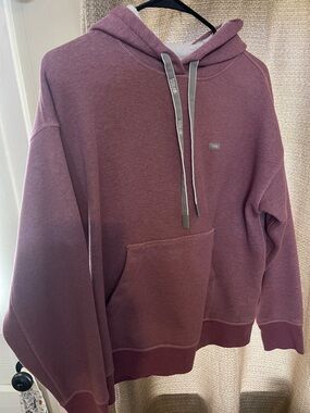Figs Women's Hoodie Cardigan in Mauve Plum